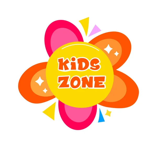 Kids Zone Bloem Badge Vector Illustratie — Stockvector