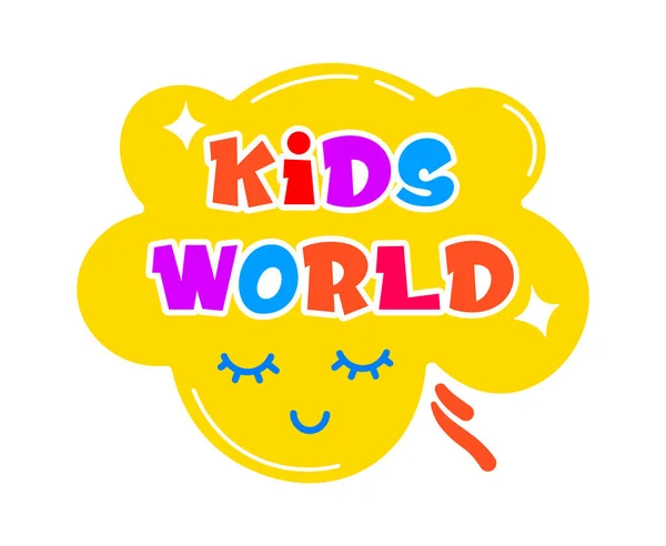 Kinderen World Cloud Badge Vector Illustratie — Stockvector