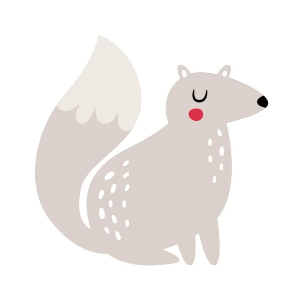 Kinderachtige Zittende Eekhoorn Vector Illustratie — Stockvector
