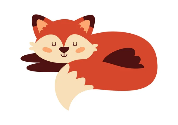 Śpiący Fox Wektor Zwierząt Ilustracja — Wektor stockowy