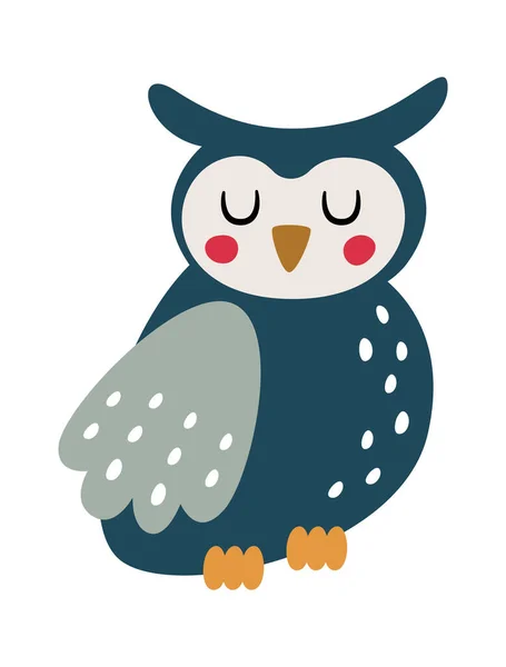 Childish Owl Bird Vector Illustration — 스톡 벡터