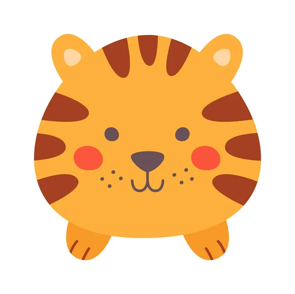 Круглий Пухкий Тигр Векторні Ілюстрації — стоковий вектор