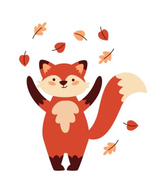Fox Yaprak Vektörü İllüstrasyonuyla Oynuyor