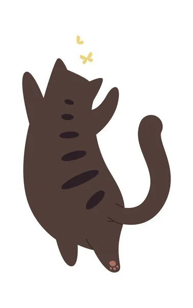 Кіт Грає Метеликами Векторні Ілюстрації — стоковий вектор