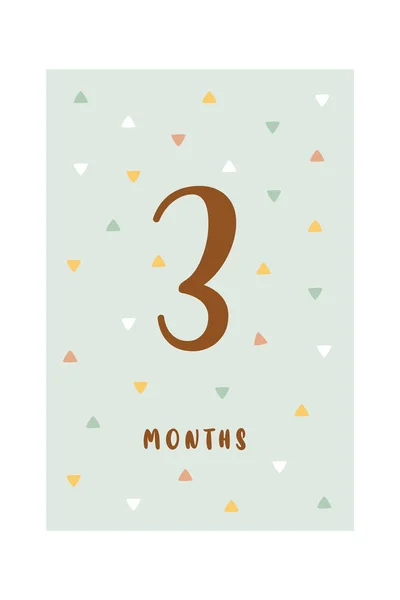3ヶ月赤ちゃんカードマイルストーンベクトルイラスト — ストックベクタ