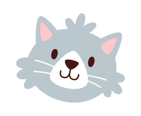 Kinderachtige Cat Face Vector Illustratie — Stockvector