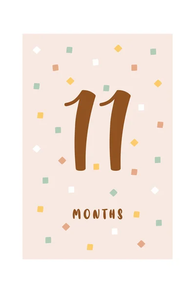 11ヶ月赤ちゃんカードマイルストーンベクトルイラスト — ストックベクタ