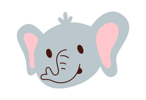 Childish Elephant Face Vector Illustratie — Stockvector