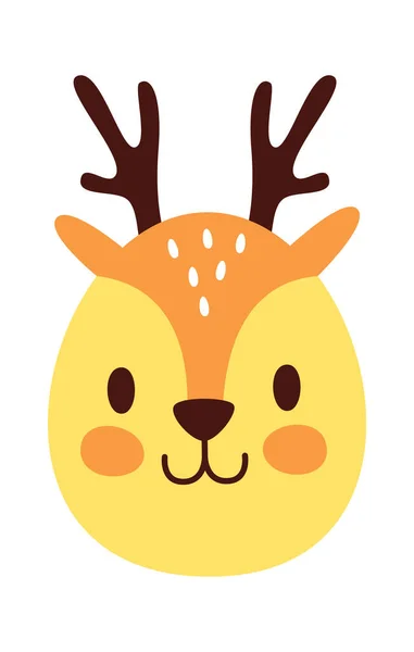 Childish Deer Face Vector Illustration — Stock Vector