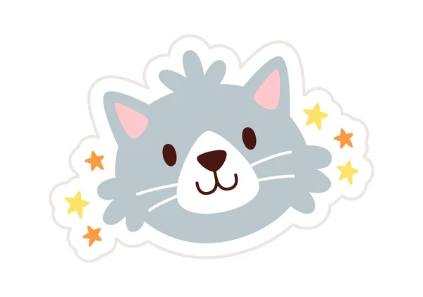 Cat Face Sticker Vector Illustration — Stock Vector