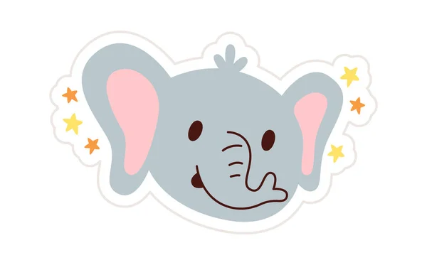 Illustrazione Vettoriale Adesivo Viso Elefante — Vettoriale Stock