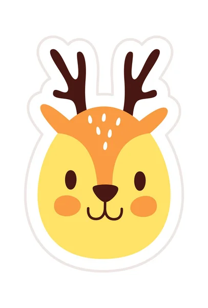 Deer Face Sticker Vector Illustration — Stock Vector