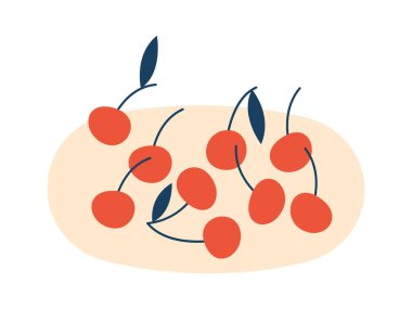 Tabaktaki Kirazlar Hayat Boyutu İllüstrasyonu