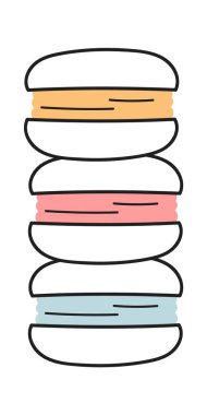 Fransız Makarnaları Şekerleme Vektörü İllüstrasyonu