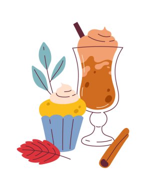 Sonbahar Meşrubat Bileşimi Vektör İllüstrasyonu