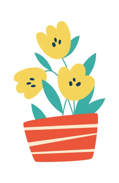 Tulipan Kwiaty Wazonie Wektor Ilustracji — Wektor stockowy