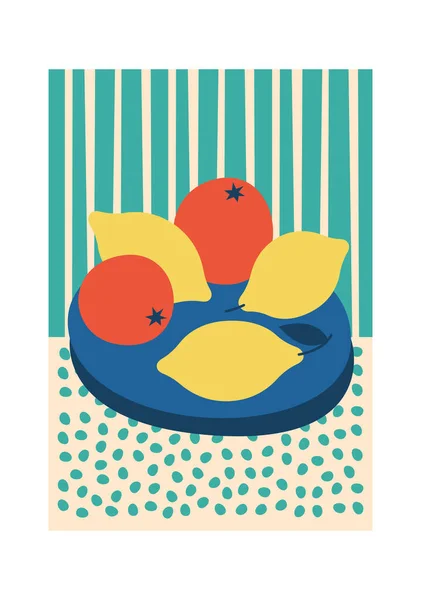 Frukt Stilleben Målning Vektor Illustration — Stock vektor