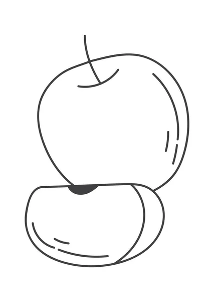 Illustration Vectorielle Pomme Avec Tranche — Image vectorielle