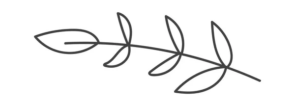 Линейная Векторная Иллюстрация Цветочной Ветви — стоковый вектор