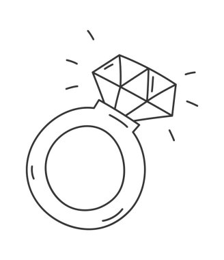 Mücevher Yüzüğü Çizgili Doodle Vektör İllüstrasyonu