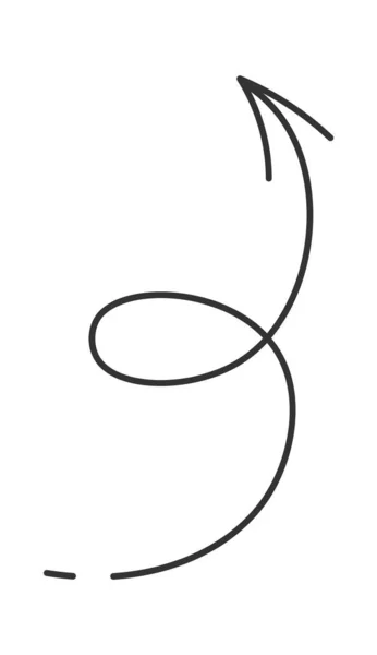 Freccia Curva Foderato Doodle Vettoriale Illustrazione — Vettoriale Stock