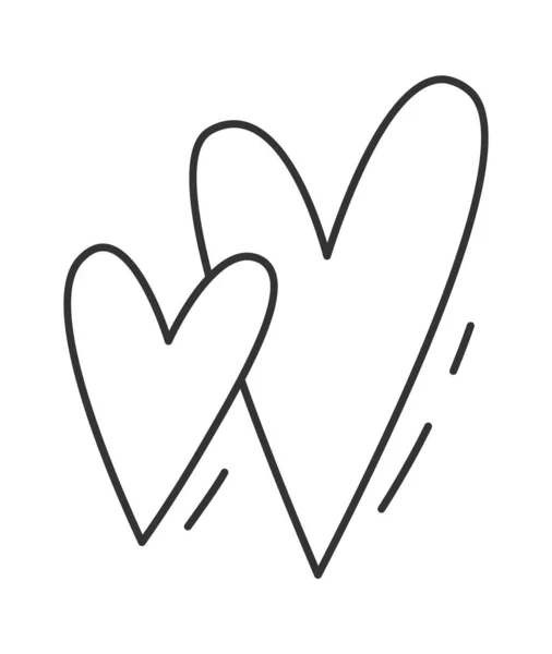 Corações Alinhados Doodle Vector Ilustração —  Vetores de Stock