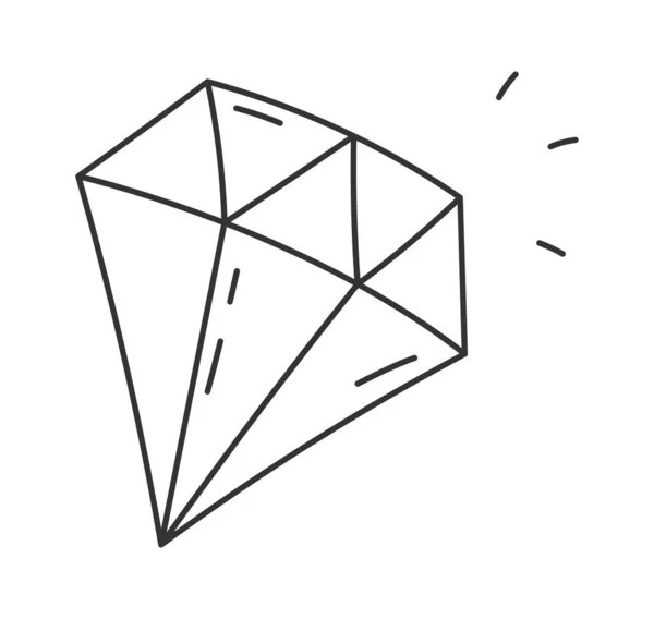 Diamond Gem Lined Doodle Vector Illustratie — Stockvector
