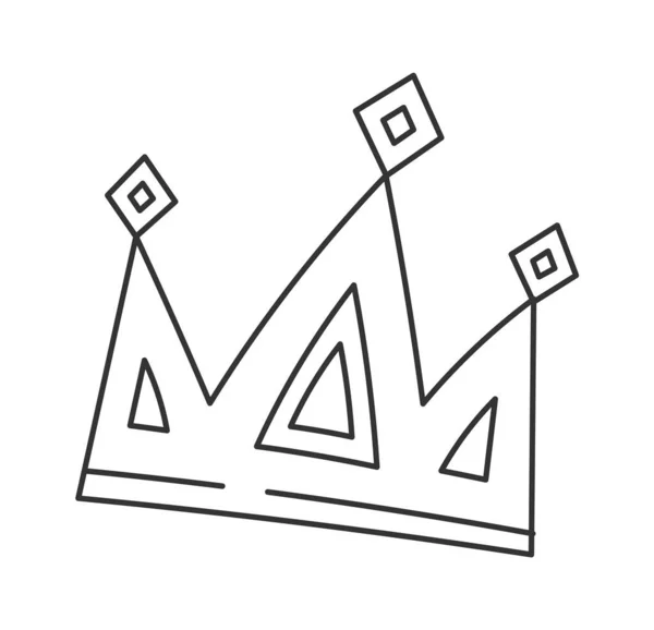Coroa Alinhada Doodle Vector Ilustração — Vetor de Stock