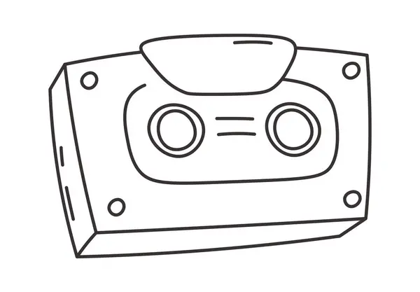 Ilustração Vetor Linear Cassete Áudio — Vetor de Stock