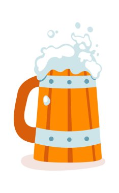 ahşap bira kupa vektör çizim