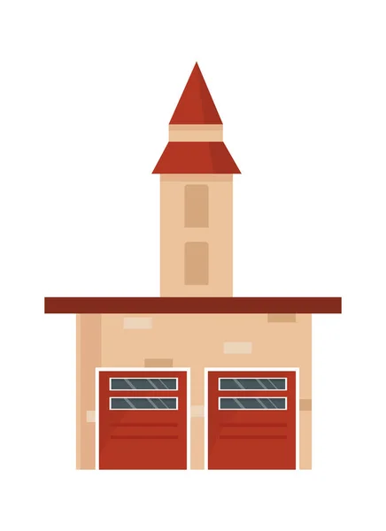 Vektorová Ilustrace Budovy Požární Stanice — Stockový vektor