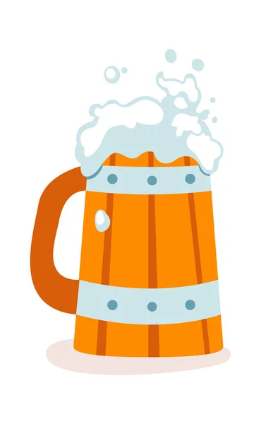 Cerveza Madera Taza Vector Ilustración — Vector de stock