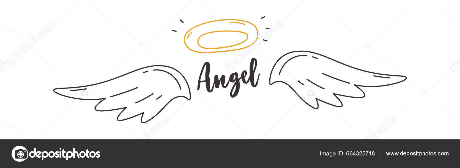 Vector Angel Wings And Halo On White Background Stock Illustration
