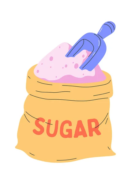 Saco Açúcar Com Colher Vector Ilustração — Vetor de Stock