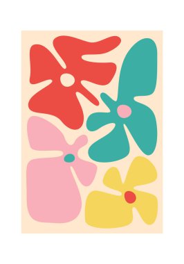 Çiçek Soyut Boyama Vektörü İllüstrasyonu