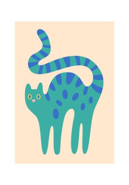 Kedi Soyut Boyama Vektörü İllüstrasyonu