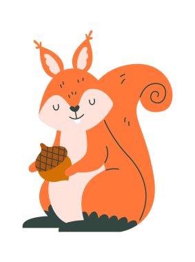 Palamut Vektörü İllüstrasyonlu Sincap Hayvanı