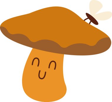 Mantar Karakteri Mutlu Vektör İllüstrasyonu