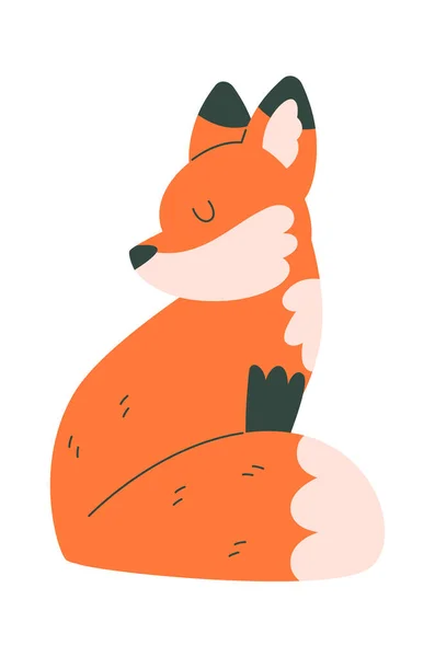 Sentado Fox Animal Vector Ilustración — Vector de stock