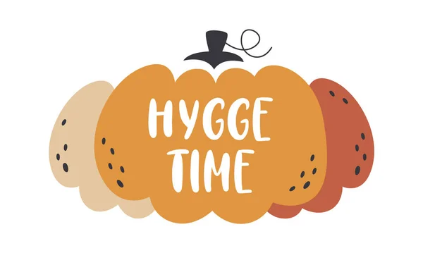 Hygge Time Lettering Badge Ilustração Vetorial — Vetor de Stock