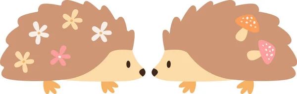 Hedgehogs Couple Animal Vector Illustration — Stockový vektor
