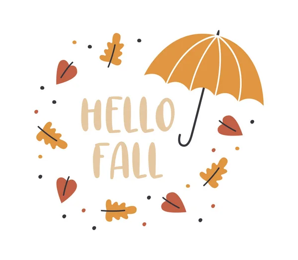Hello Fall Lettering Badge Vector Illustration — Stockový vektor