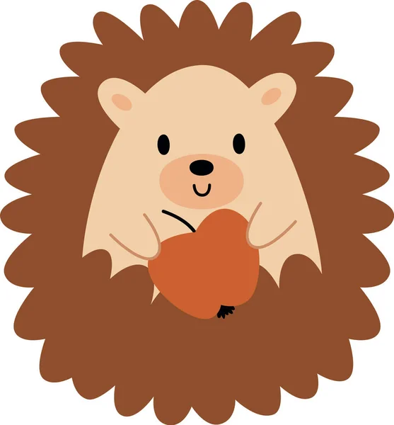 Hedgehog Animal Apple Vector Illustration — Stock Vector