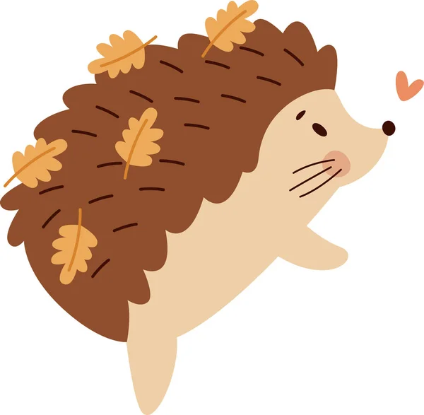 Hedgehog Leaves Vector Illustration — Stock Vector