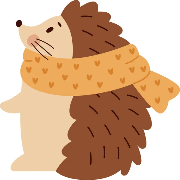 Hedgehog Wearing Scarf Vector Illustration — Stock Vector