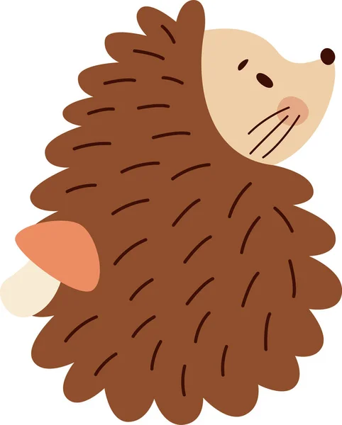 Hedgehog Com Ilustração Vetor Cogumelo —  Vetores de Stock