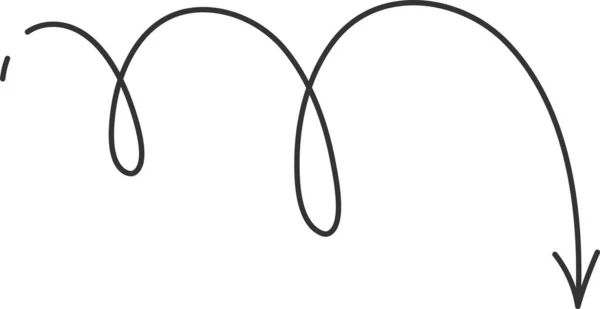 Flecha Curva Doodle Vector Ilustración — Vector de stock