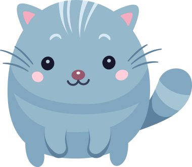 Yuvarlak Kedi Gülen Vektör İllüstrasyonu