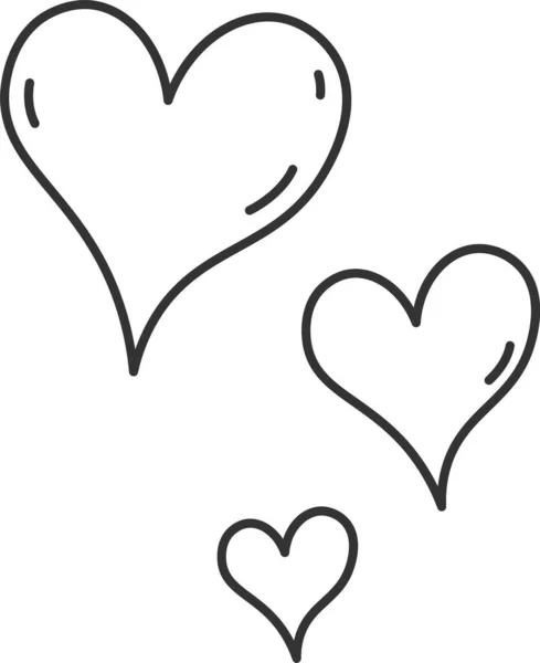 Srdce Lined Doodle Vector Illustration — Stockový vektor