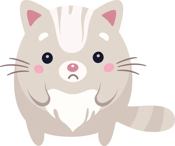 Okrągły Kot Smutny Wektor Ilustracji — Wektor stockowy